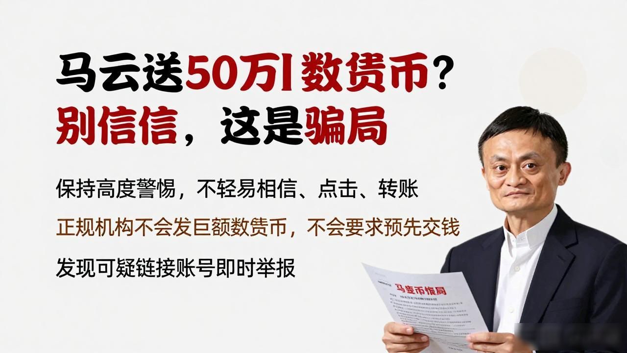 马云送50万数字货币骗局_警惕网络数字货币诈骗_马云送50万数字货币