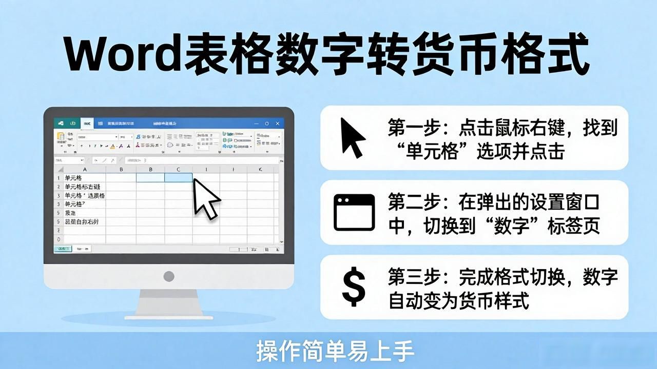 word表格中数字如何变为货币格式_Word表格数字格式化_Word设置货币格式