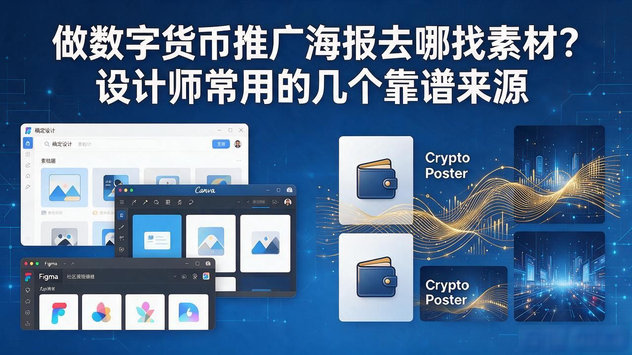 数字货币海报来源_数字货币项目海报设计素材来源_稿定设计CanvaFigma社区Crypto海报模板版权问题