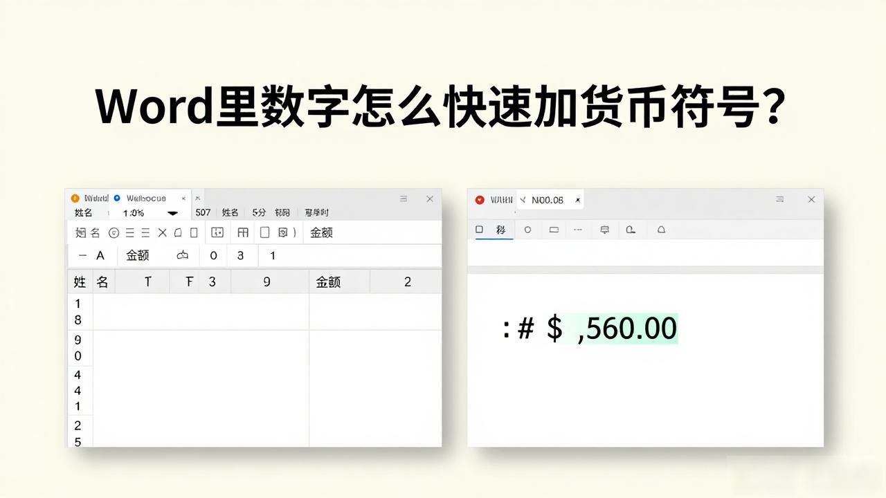 批量添加货币符号到Excel_Word邮件合并报价单_word里数字加上货币符号